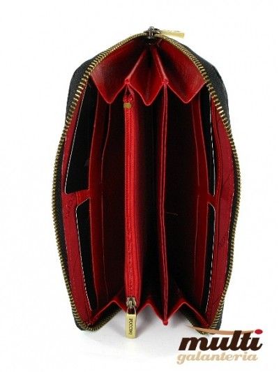 portfel damski skórzany allegro puccini klasyczny masterpiece czarny czerwony